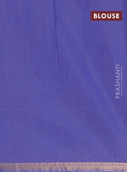 Semi maheswari cotton saree beige and blue with zari woven buttas and small zari woven border