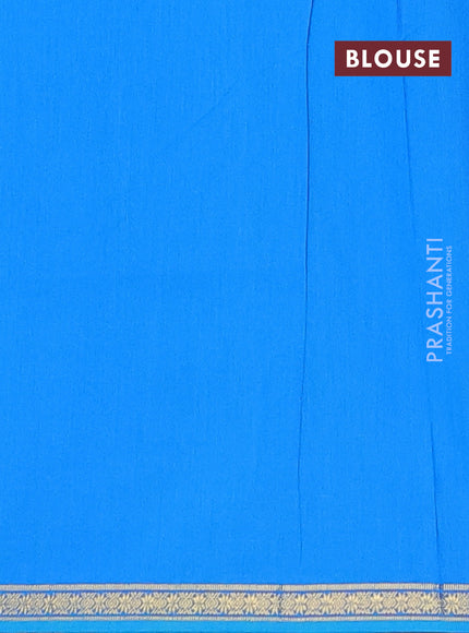 Semi maheswari cotton saree pastel green and cs blue with zari woven buttas and small zari woven border