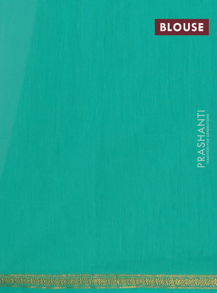Semi maheswari cotton saree teal green and green with zari woven buttas and small zari woven border