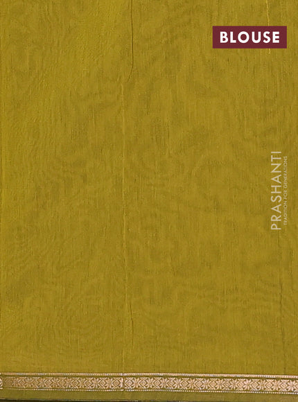 Semi maheswari cotton saree bottle green and mehendi green with zari woven buttas and small zari woven border