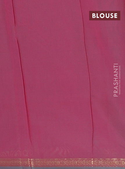 Semi maheswari cotton saree teal green and pink shade with zari woven buttas and small zari woven border