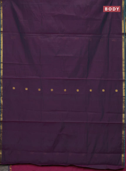 Semi maheswari cotton saree dual shade of pinkish green and pink shade with zari woven buttas and small zari woven border