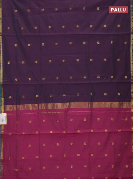 Semi maheswari cotton saree dual shade of pinkish green and pink shade with zari woven buttas and small zari woven border