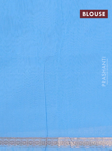 Semi maheswari cotton saree elephant grey and teal blue with zari woven buttas and small zari woven border