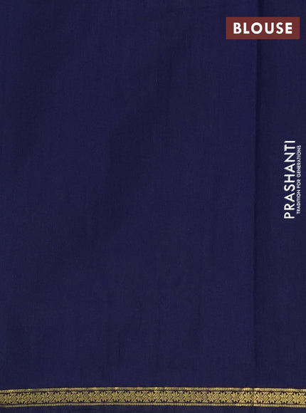Semi maheswari cotton saree green and navy blue with zari woven buttas and small zari woven border