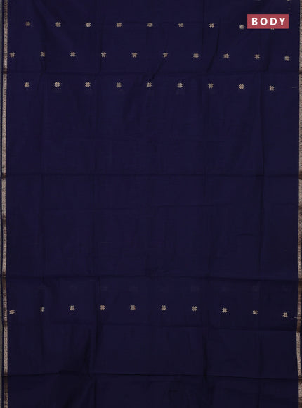 Semi maheswari cotton saree navy blue and peacock green with zari woven buttas and small zari woven border