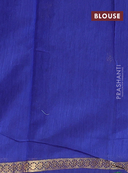 Semi maheswari cotton saree green and blue with zari woven buttas and small zari woven border