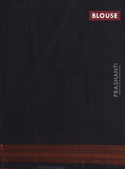 Semi maheswari cotton saree maroon and black with zari woven buttas and small zari woven border