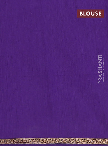 Semi maheswari cotton saree green and violet with zari woven buttas and small zari woven border