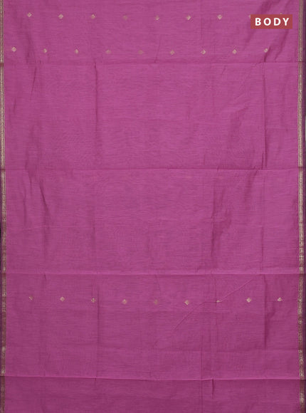 Semi maheswari cotton saree pink and black with zari woven buttas and small zari woven border