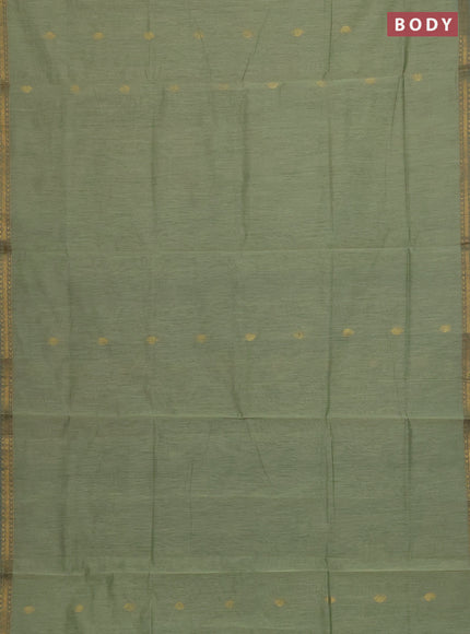 Semi maheswari cotton saree pastel green and bottle green with zari woven buttas and small zari woven border