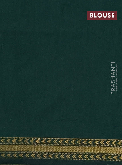 Semi maheswari cotton saree pastel green and bottle green with zari woven buttas and small zari woven border