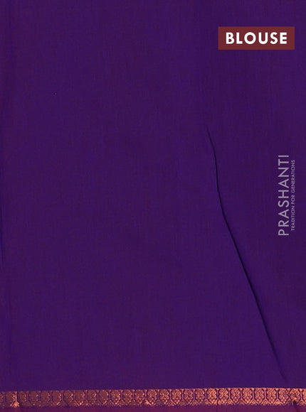 Semi maheswari cotton saree orange and violet with zari woven buttas and small zari woven border