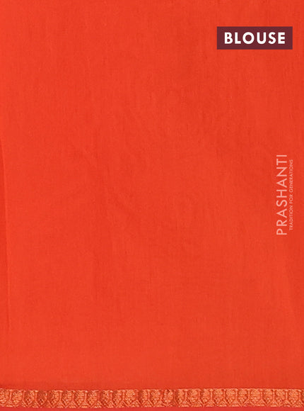Semi maheswari cotton saree peach shade and orange with zari woven buttas and small zari woven border