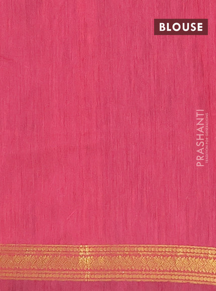 Semi maheswari cotton saree pastel blue and pink shade with zari woven buttas and small zari woven border