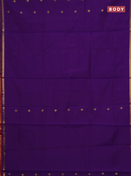 Semi maheswari cotton saree purple and pink with zari woven buttas and small zari woven border