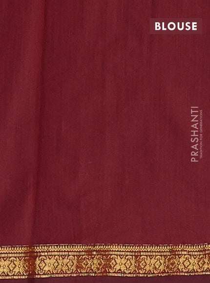 Semi maheswari cotton saree bottle green and maroon with zari woven buttas and small zari woven border