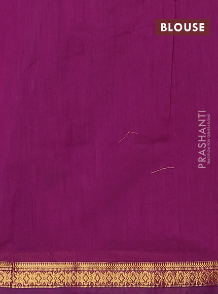 Semi maheswari cotton saree blue and magenta pink with zari woven buttas and small zari woven border