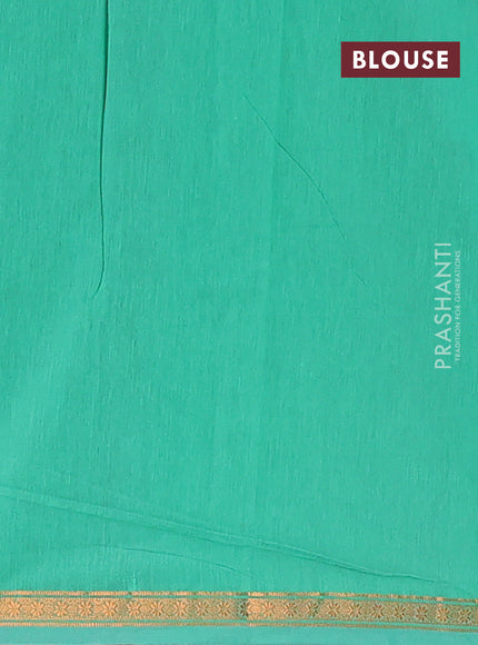 Semi maheswari cotton saree brown and green with zari woven buttas and small zari woven border