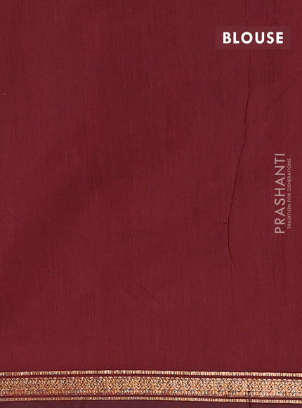 Semi maheswari cotton saree peacock green and dark maroon with zari woven buttas and small zari woven border