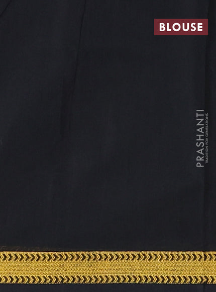 Semi maheswari cotton saree green and black with zari woven buttas and small zari woven border