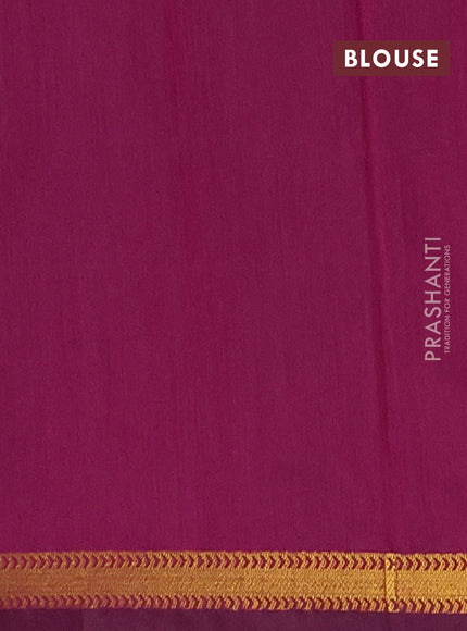 Semi maheswari cotton saree green and magenta pink with zari woven buttas and small zari woven border
