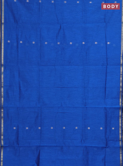 Semi maheswari cotton saree blue and black with zari woven buttas and small zari woven border