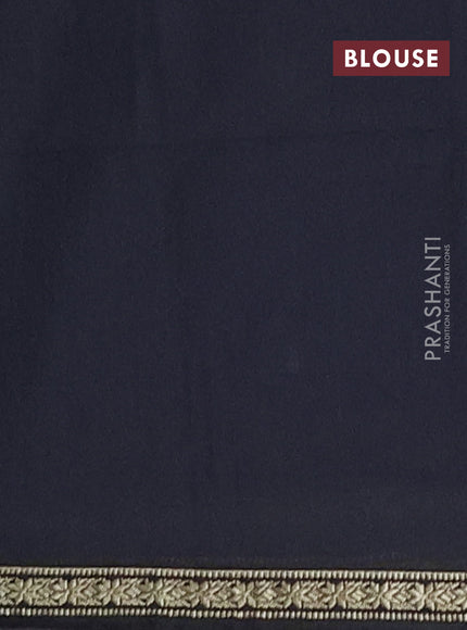Semi maheswari cotton saree blue and black with zari woven buttas and small zari woven border