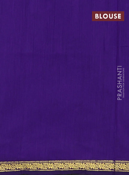 Semi maheswari cotton saree green and violet with zari woven buttas and small zari woven border