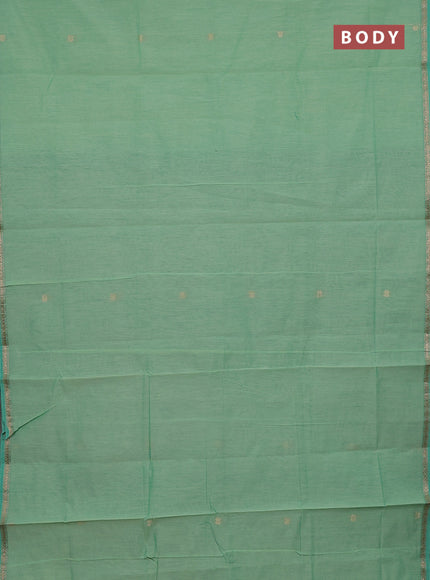 Semi maheswari cotton saree pista green and teal green with zari woven buttas and small zari woven border