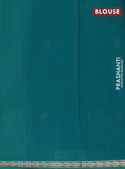 Semi maheswari cotton saree pista green and teal green with zari woven buttas and small zari woven border