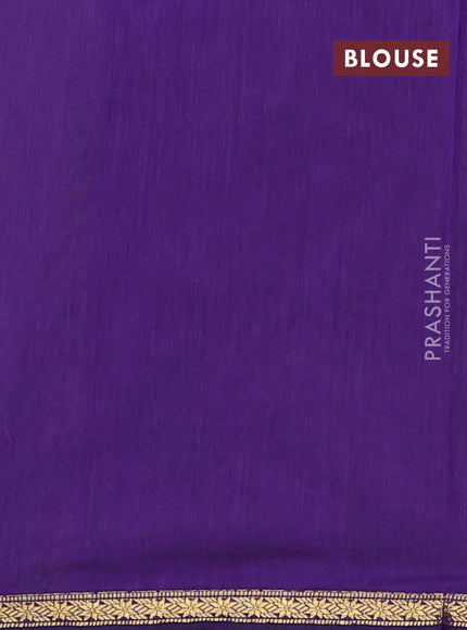 Semi maheswari cotton saree lime green and violet with zari woven buttas and small zari woven border