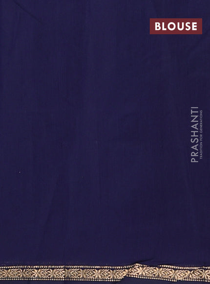 Semi maheswari cotton saree navy blue with zari woven buttas and small zari woven border