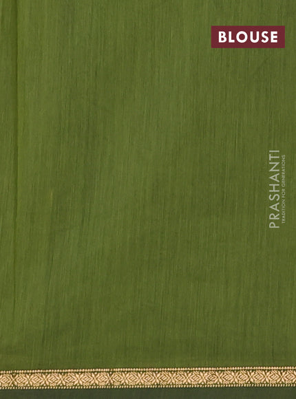 Semi maheswari cotton saree blue and mehendi green with zari woven buttas and small zari woven border