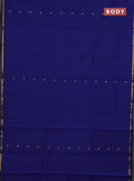 Semi maheswari cotton saree blue and violet with zari woven buttas and small zari woven border