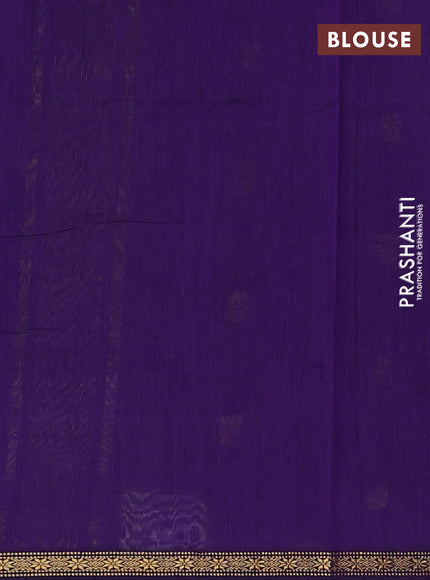 Semi maheswari cotton saree blue and violet with zari woven buttas and small zari woven border