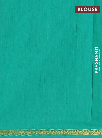 Semi maheswari cotton saree maroon and teal green with zari woven buttas and small zari woven border
