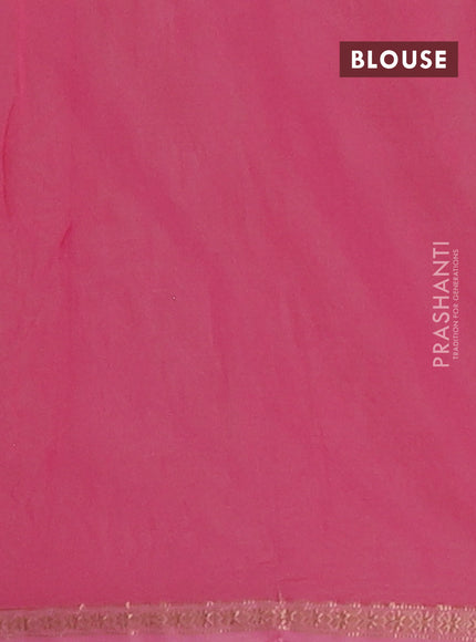 Semi maheswari cotton saree light green and pink shade with zari woven buttas and small zari woven border
