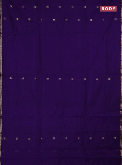 Semi maheswari cotton saree violet and black with zari woven buttas and small zari woven border