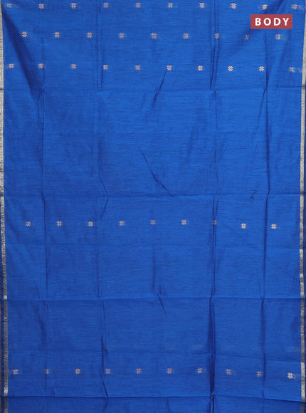 Semi maheswari cotton saree blue and pink with zari woven buttas and small zari woven border