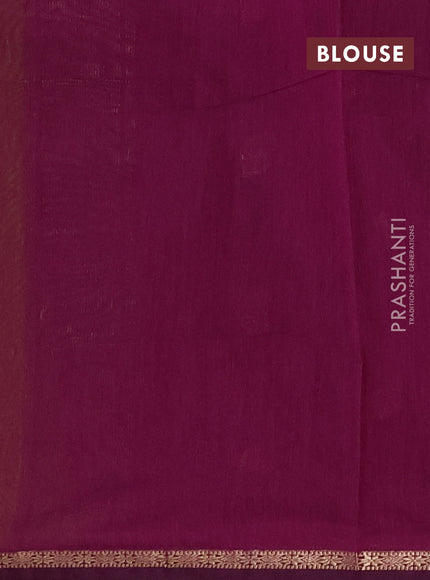 Semi maheswari cotton saree lime green and purple with zari woven buttas and small zari woven border