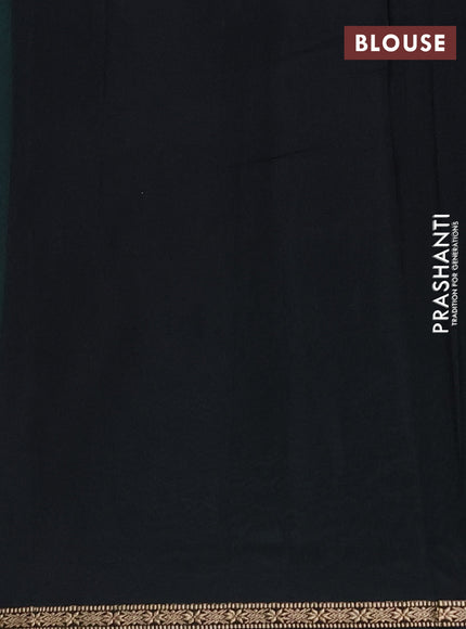 Semi maheswari cotton saree teal green and black with zari woven buttas and small zari woven border