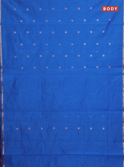 Semi maheswari cotton saree blue and violet with zari woven buttas and small zari woven border