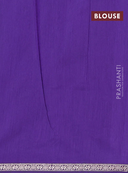 Semi maheswari cotton saree blue and violet with zari woven buttas and small zari woven border
