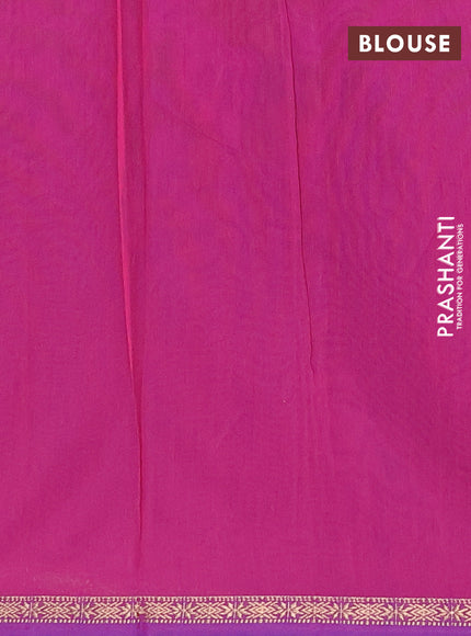 Semi maheswari cotton saree peacock green and magenta pink with zari woven buttas and small zari woven border