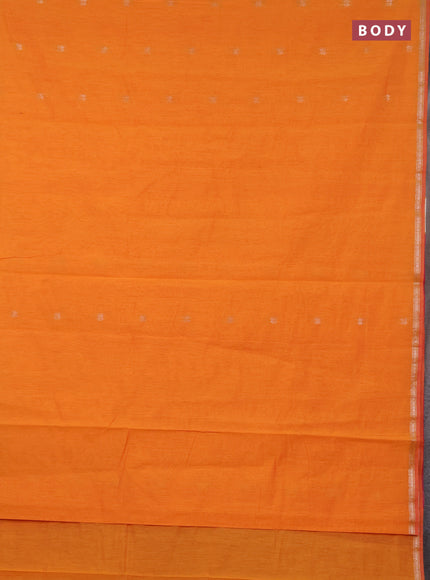 Semi maheswari cotton saree orange and pink with zari woven buttas and small zari woven border