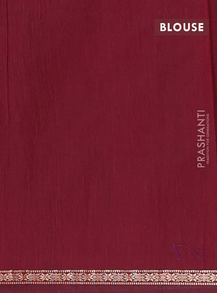Semi maheswari cotton saree black and maroon with zari woven buttas and small zari woven border