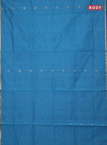 Semi maheswari cotton saree teal blue and magenta pink with zari woven buttas and small zari woven border