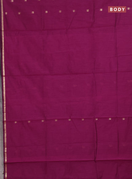 Semi maheswari cotton saree purple and black with zari woven buttas and small zari woven border