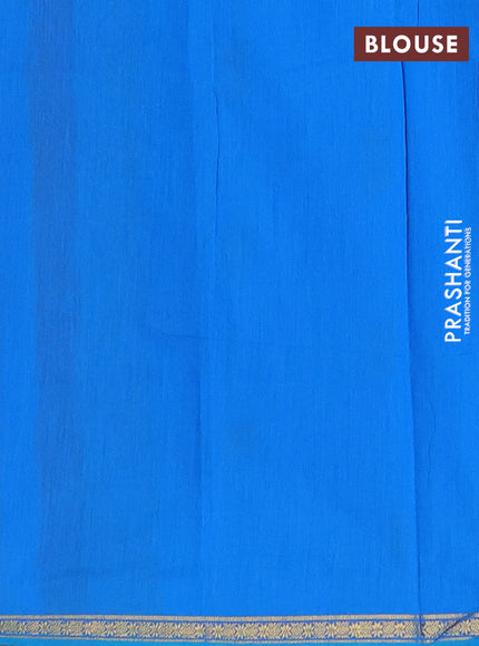 Semi maheswari cotton saree dual shade of brown and cs blue with zari woven buttas and small zari woven border